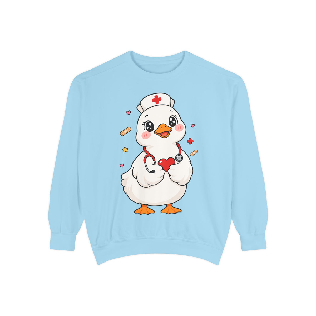 Nurse Duck Sweatshirt — Cute Medical Heart Stethoscope Crewneck