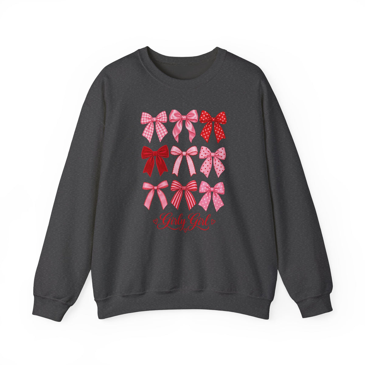 Bow Pattern Crewneck Sweatshirt — 'Lady God' Pink & Red Bows