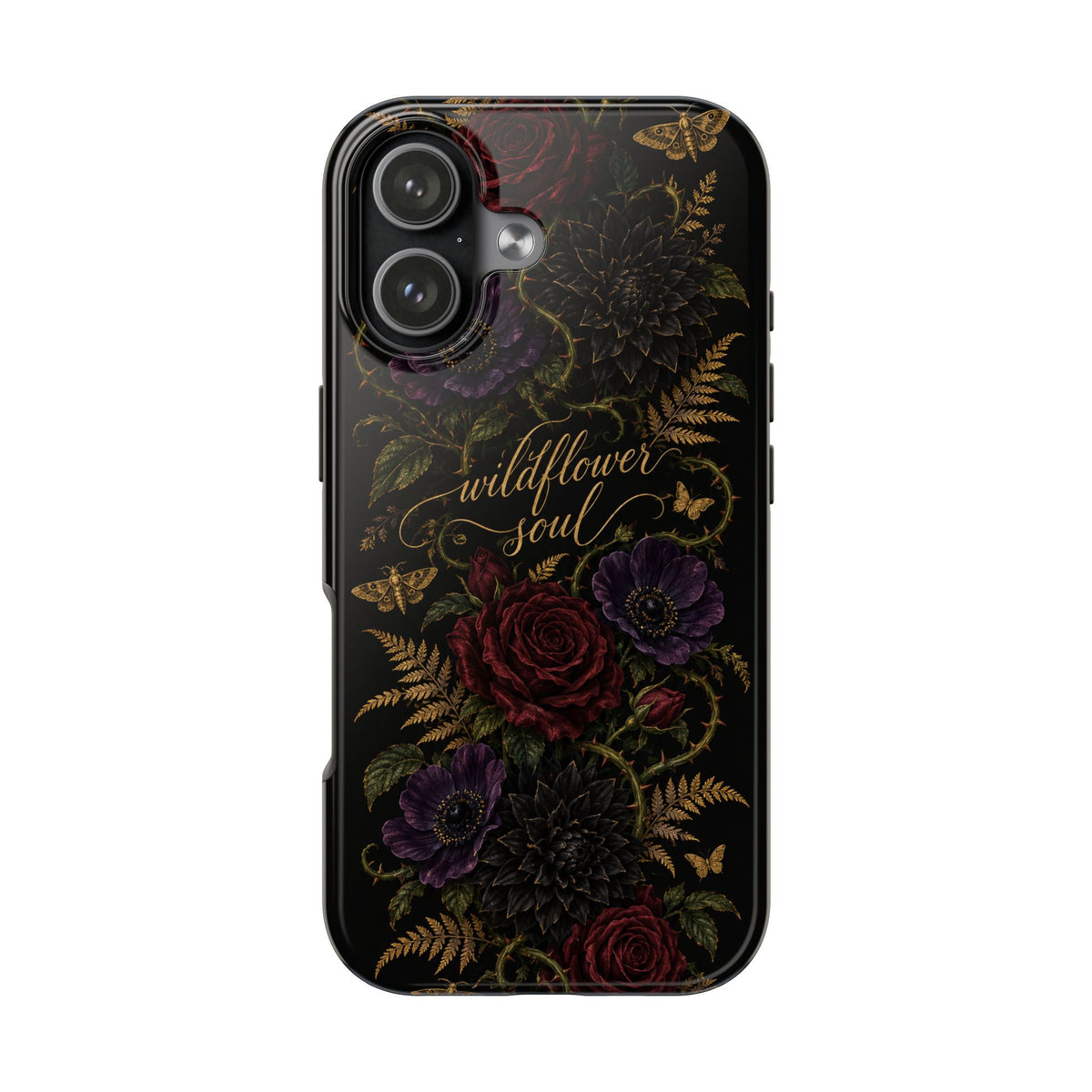 Tough Phone Case — 'Wildflower Soul' Dark Floral Protective Phone Cover
