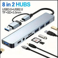 8 in 2 Type C USB HUB Docking Station with 3.5mm Audio Jack for Micro SD Card Reader MacBook Laptop Tablet Phone Disk Converter